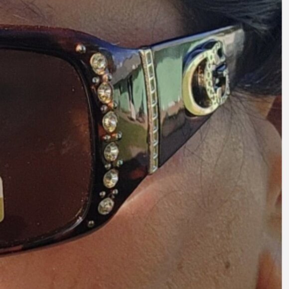 VG DESIGNER WOMEN’S SUNGLASSES BROWN RHINESTONE UV400 LUXURY EYEWEAR PROTECTION - Picture 6 of 7